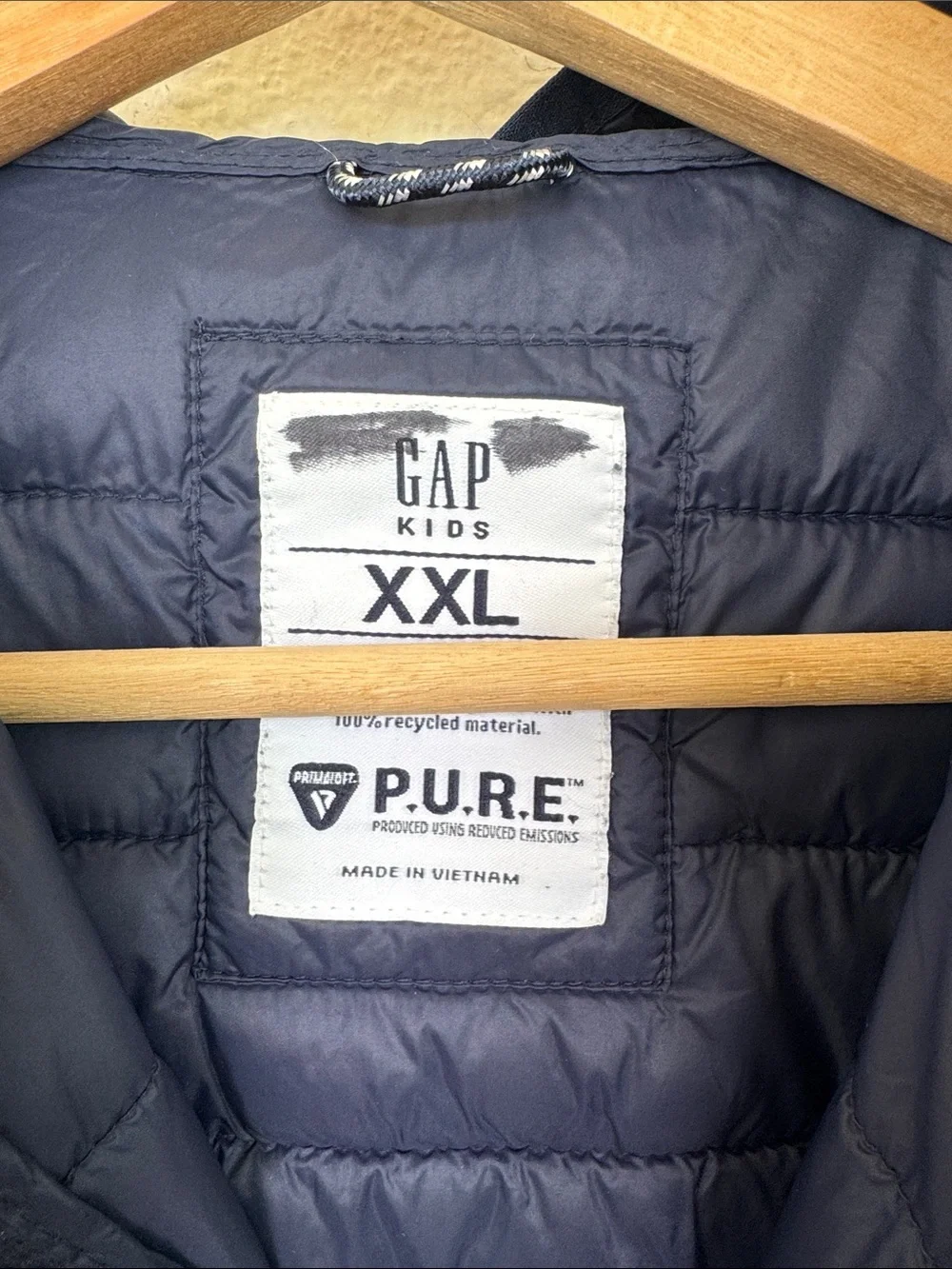 Gap Kids Quilted Puffer Jacket Recycled Material P.U.R.E. Size XXL H2O Resistant